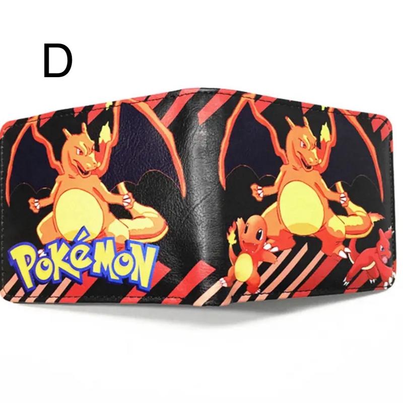 Pokemon Pikachu Wallet - Charmander Bulbasaur Squirtle Wallet - Charizard Wallet - Gengar Wallet - Psyduck Wallet - Card Game Cartoon Anime Collage Trend Style Design Bifold Short Wallet - PU Leather Wallet Cash Credit Card Picture ID Holder