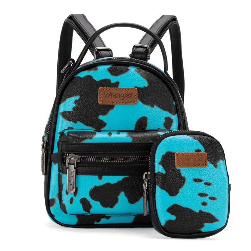 Wrangler Mini Backpack Cute Cow Print Backpack Purse for Girls and Women