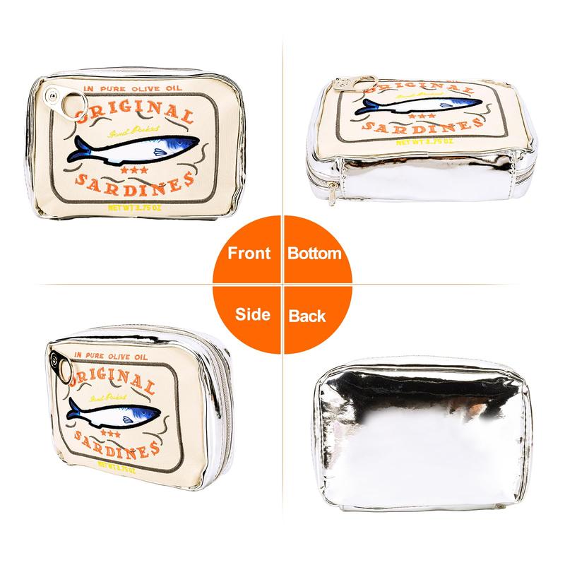 Sardines Can Design Makeup Bag, Cute Canned Sardines Style Toiletry Bag, Creative Cosmetics Bag, Funny Travel Organizer Bag for Eye Shadow, Christmas Gift