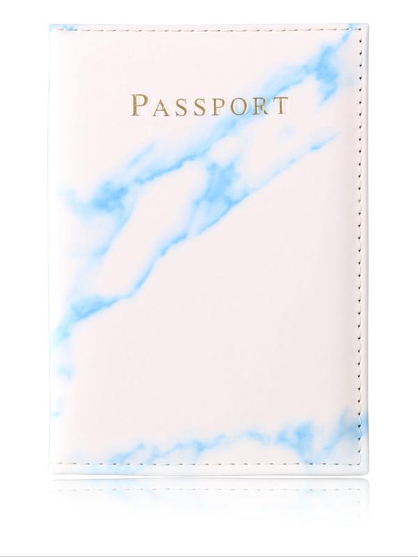 Summer 2024 Unisex Casual Marble Pattern PU Leather Passport Holder Cover, Business Style Travel Passport Cover, Chic Travel Accessories for Travel Use