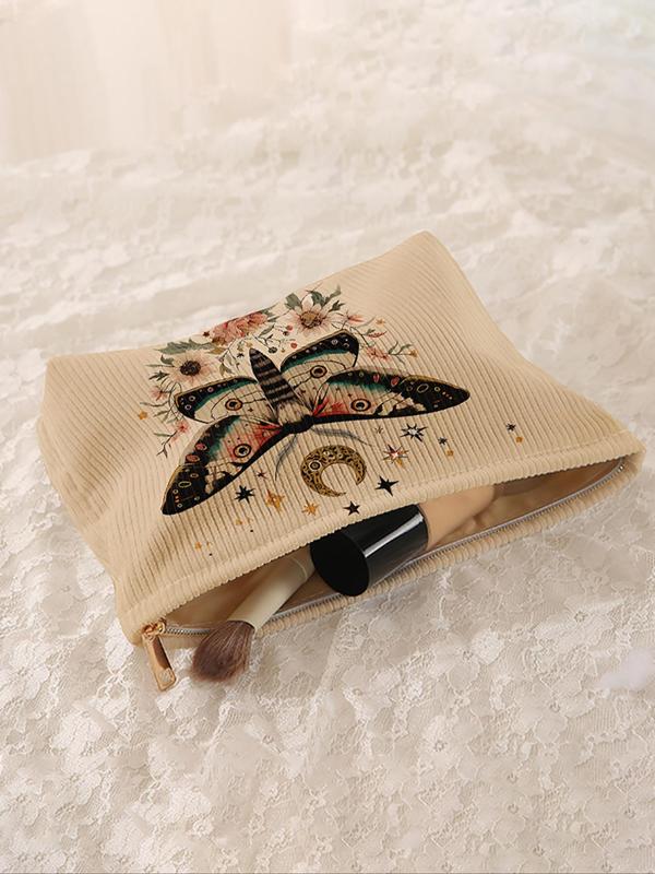 Moth Pattern Makeup Bag, Casual Versatile Storage Bag, Travel Makeup Bag, Suitable for Women and All Kinds of Occasions