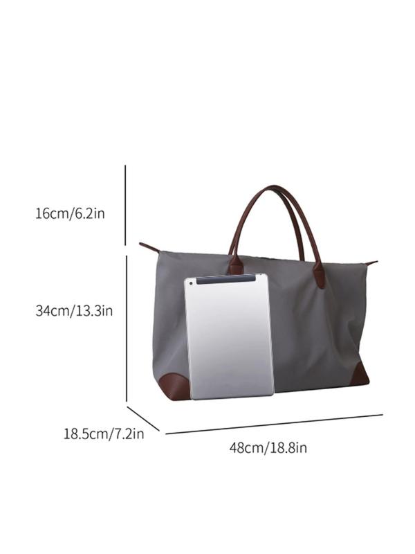 Large Capacity Travel Bag, Lightweight Zipper Travel Bag, Casual Solid Color Tote Bag for Women & Men, Simple All-match Bag for Daily Life & Work