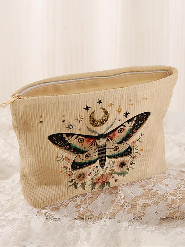 Moth Pattern Makeup Bag, Casual Versatile Storage Bag, Travel Makeup Bag, Suitable for Women and All Kinds of Occasions