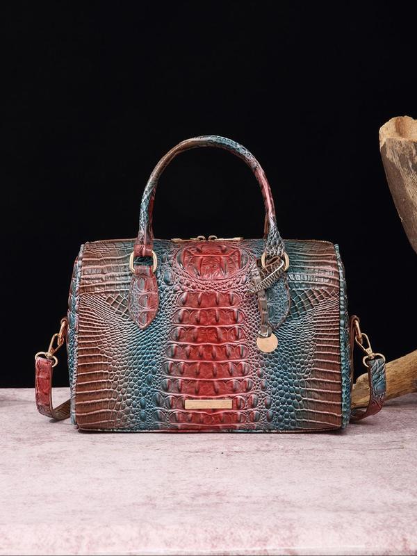 Gradient Crocodile Embossed Tote Bag, Fall Luxury Designer Handbags, Vintage Ombre Lux Shoulder Bag for Gifts, 2024 Trendy Designer Work Tote Bag for Worker & Back To School, Fall Outfits, Fall Freshness