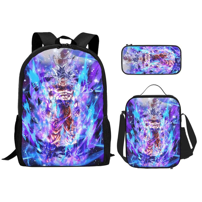 Anime 3PC Backpack Set, Casual Backpack, 3D Printed Laptop Backpack + Lunch Bag Combo