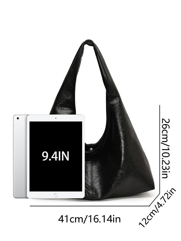 Women's Elegant Solid Color Hobo Bag, Fashionable Large Capacity Tote Bag for Work & Daily Used, Casual Trendy Versatile High-quality Daily Commuting Bag