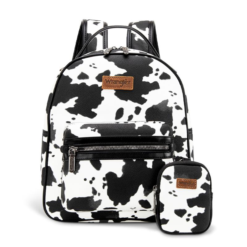 Wrangler [MegaGift] 2024 Fall New Style Moo Moo Cow Print Backpack for Women with Change Purse