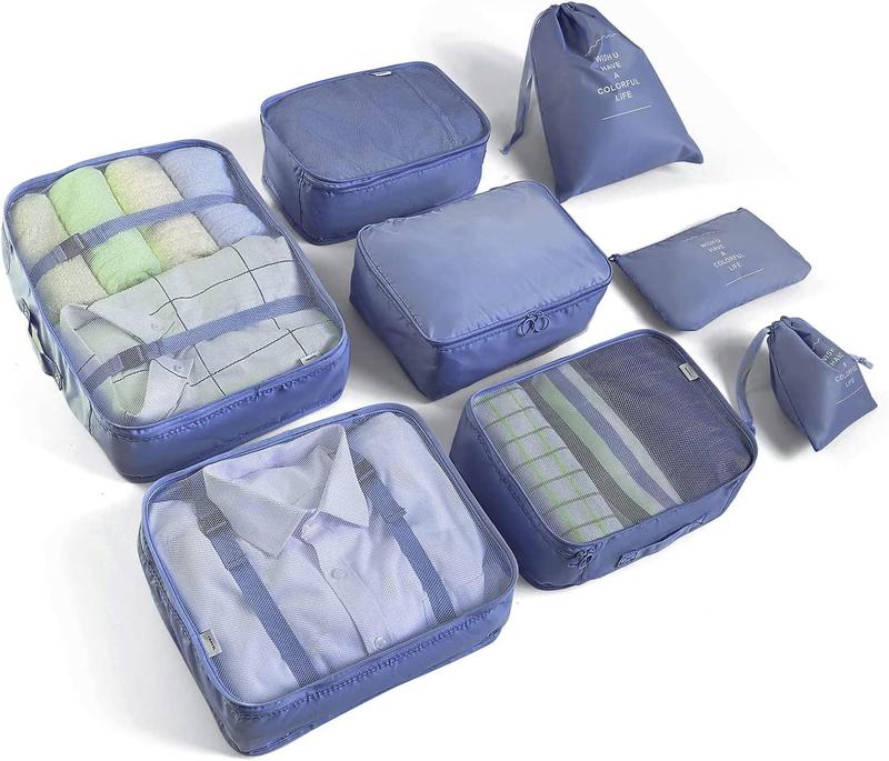 8 Set Packing Cubes for Suitcases Travel Luggage Packing Organizers,Travel  Luggage Organizer for Travel Accessories Shoe Bag Tioletry Bag Laundry BagGrey