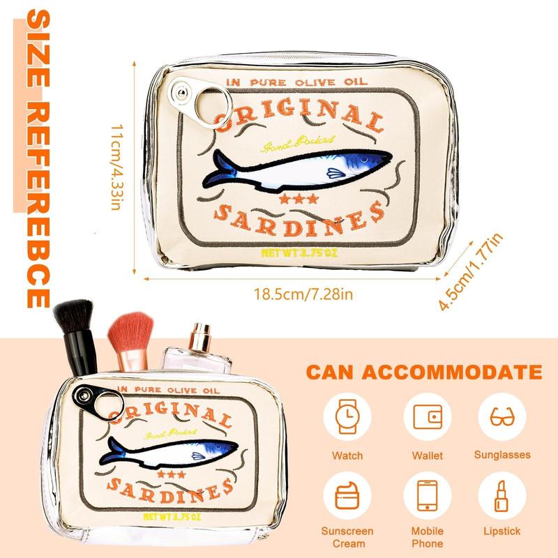 Sardines Can Design Makeup Bag, Cute Canned Sardines Style Toiletry Bag, Creative Cosmetics Bag, Funny Travel Organizer Bag for Eye Shadow, Christmas Gift