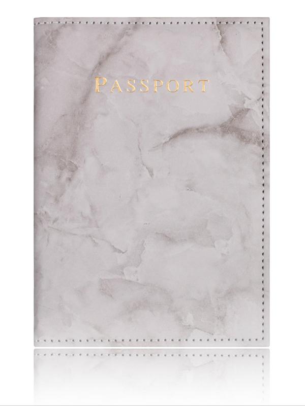 Summer 2024 Unisex Casual Marble Pattern PU Leather Passport Holder Cover, Business Style Travel Passport Cover, Chic Travel Accessories for Travel Use