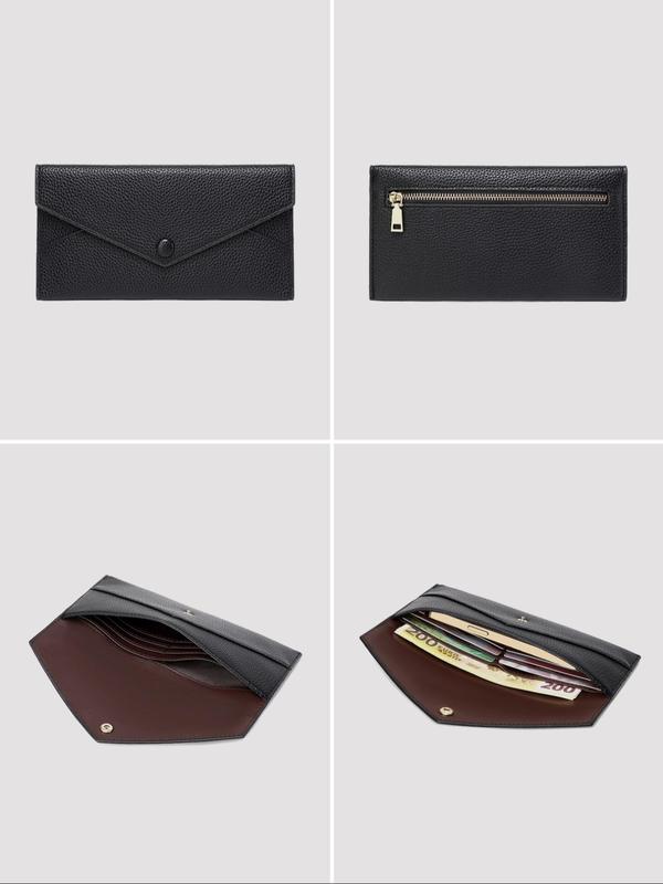 2024 New Style Solid Color Long Wallet, Fashionable Pu Leather Zipper Wallet for Women & Men, Casual Trendy Versatile High-quality Wallet for Daily Travel Work Commute