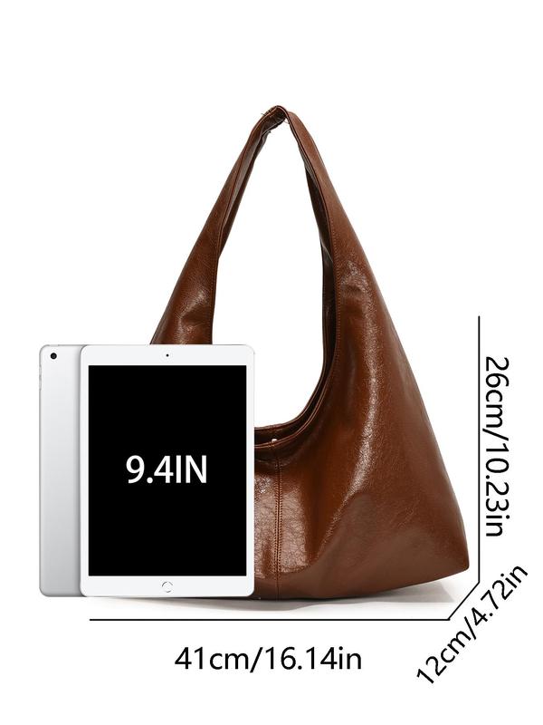 Women's Elegant Solid Color Hobo Bag, Fashionable Large Capacity Tote Bag for Work & Daily Used, Casual Trendy Versatile High-quality Daily Commuting Bag