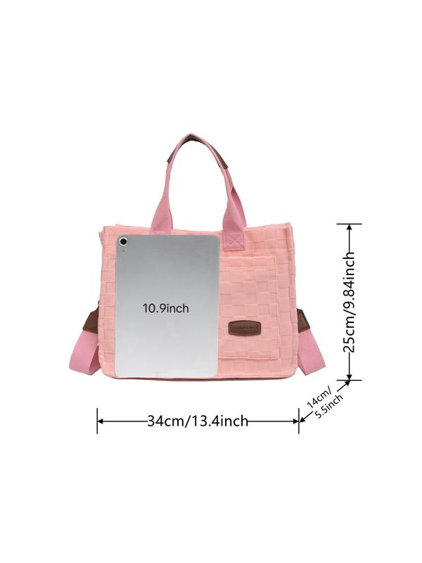 Women's Fashionable Checkerboard Pattern Tote Bag, Casual Large Capacity Shoulder Bag for Daily Used, Trendy Versatile High-quality Daily Commuting Bag