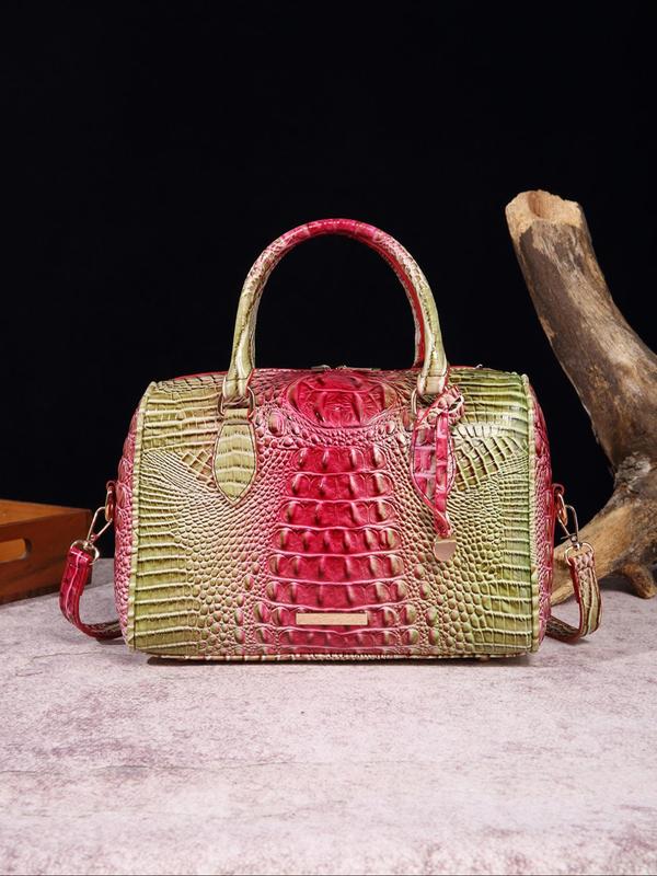 Gradient Crocodile Embossed Tote Bag, Fall Luxury Designer Handbags, Vintage Ombre Lux Shoulder Bag for Gifts, 2024 Trendy Designer Work Tote Bag for Worker & Back To School, Fall Outfits, Fall Freshness