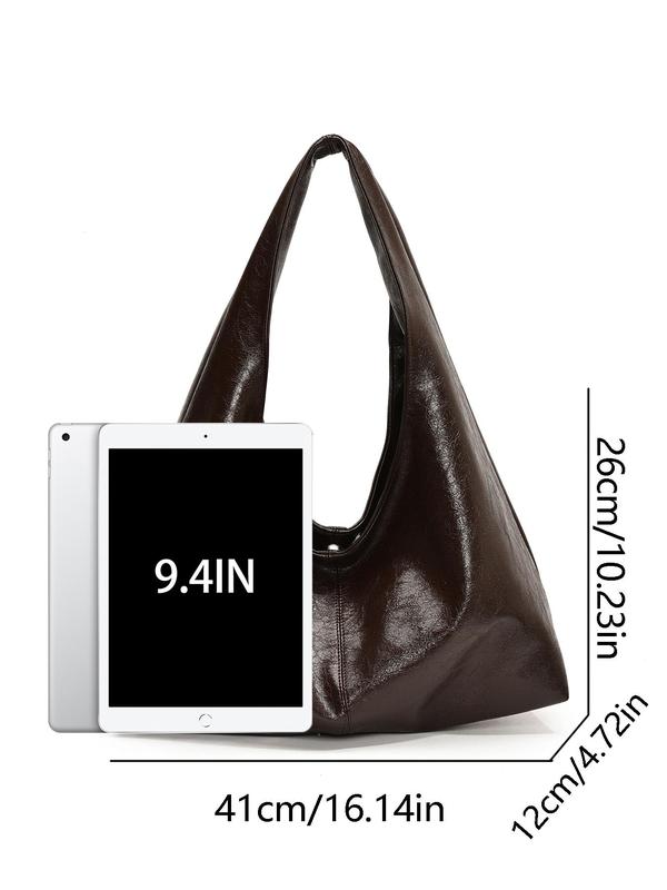 Women's Elegant Solid Color Hobo Bag, Fashionable Large Capacity Tote Bag for Work & Daily Used, Casual Trendy Versatile High-quality Daily Commuting Bag