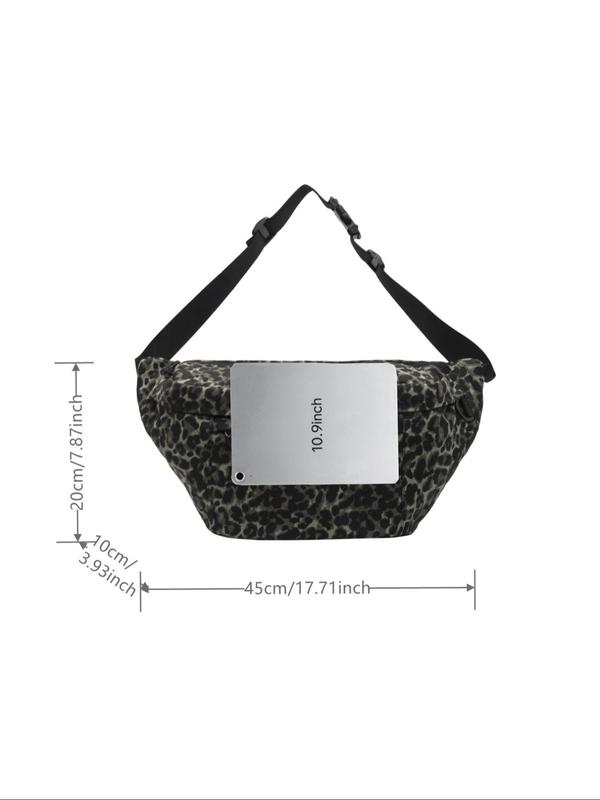 Fashion Leopard Pattern Fanny Pack, Casual Versatile Sling Bag for Women, Simple All-match Chest Bag for Daily Life