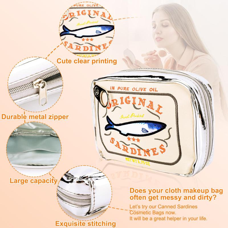 Sardines Can Design Makeup Bag, Cute Canned Sardines Style Toiletry Bag, Creative Cosmetics Bag, Funny Travel Organizer Bag for Eye Shadow, Christmas Gift