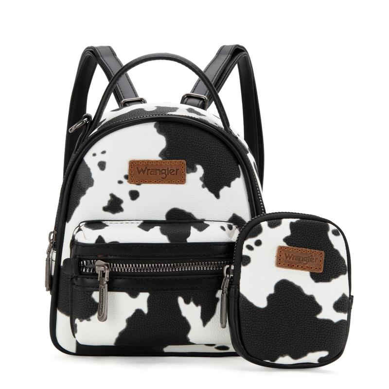 Wrangler Mini Backpack Cute Cow Print Backpack Purse for Girls and Women