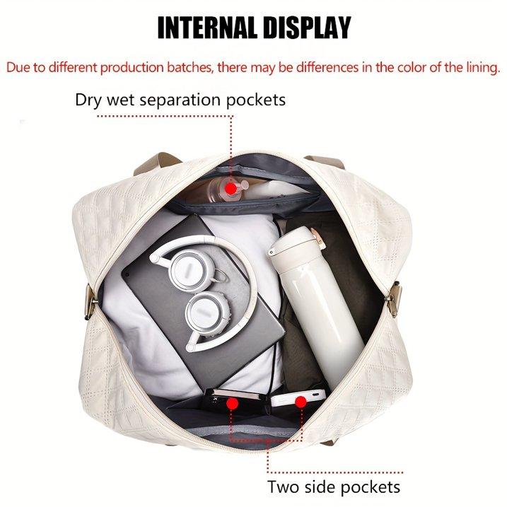 Large Capacity Lightweight Argyle Pattern Travel Duffle Bag Handbag - Perfect for Overnight Trips bag smart dufflebag