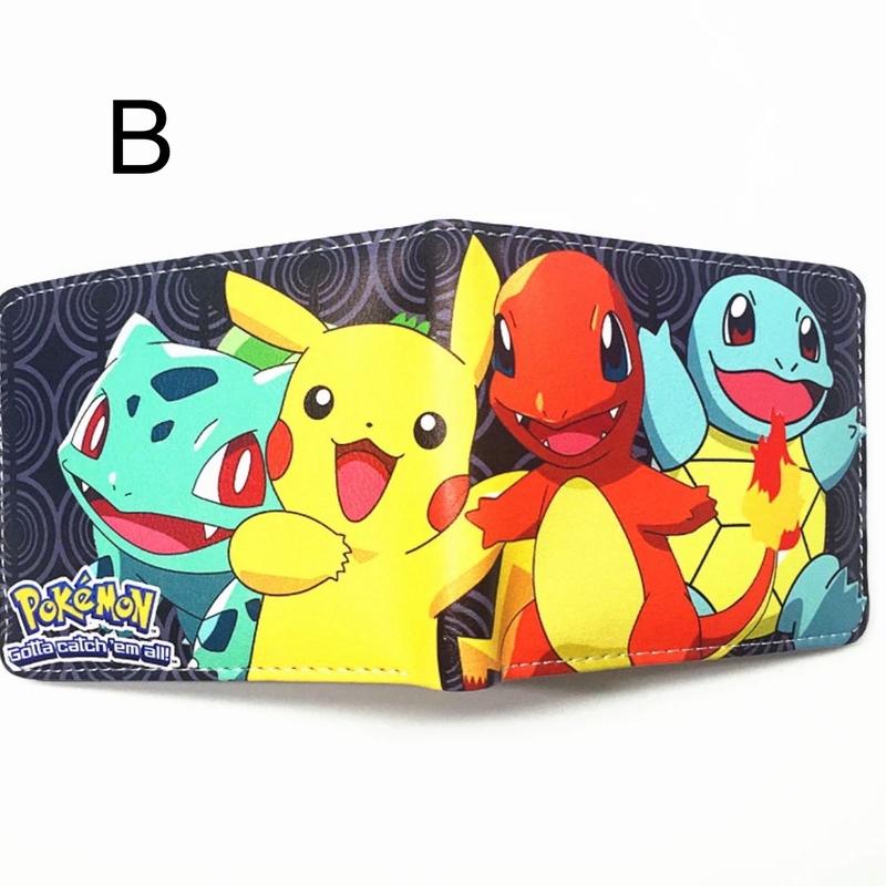 Pokemon Pikachu Wallet - Charmander Bulbasaur Squirtle Wallet - Charizard Wallet - Gengar Wallet - Psyduck Wallet - Card Game Cartoon Anime Collage Trend Style Design Bifold Short Wallet - PU Leather Wallet Cash Credit Card Picture ID Holder