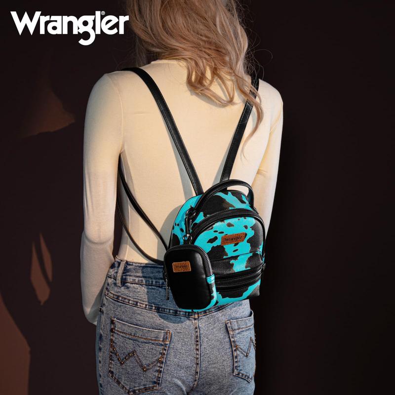 Wrangler Mini Backpack Cute Cow Print Backpack Purse for Girls and Women