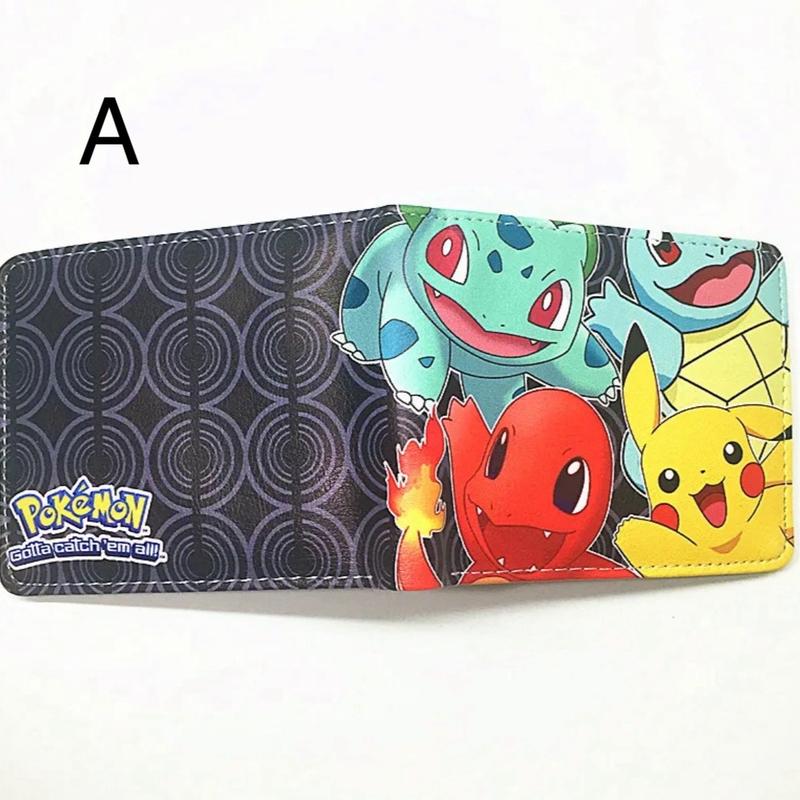 Pokemon Pikachu Wallet - Charmander Bulbasaur Squirtle Wallet - Charizard Wallet - Gengar Wallet - Psyduck Wallet - Card Game Cartoon Anime Collage Trend Style Design Bifold Short Wallet - PU Leather Wallet Cash Credit Card Picture ID Holder