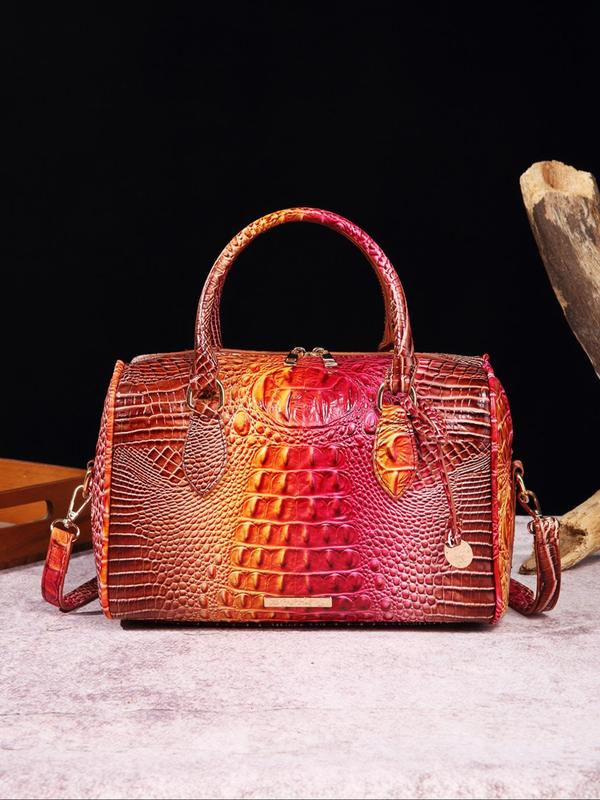 Gradient Crocodile Embossed Tote Bag, Fall Luxury Designer Handbags, Vintage Ombre Lux Shoulder Bag for Gifts, 2024 Trendy Designer Work Tote Bag for Worker & Back To School, Fall Outfits, Fall Freshness