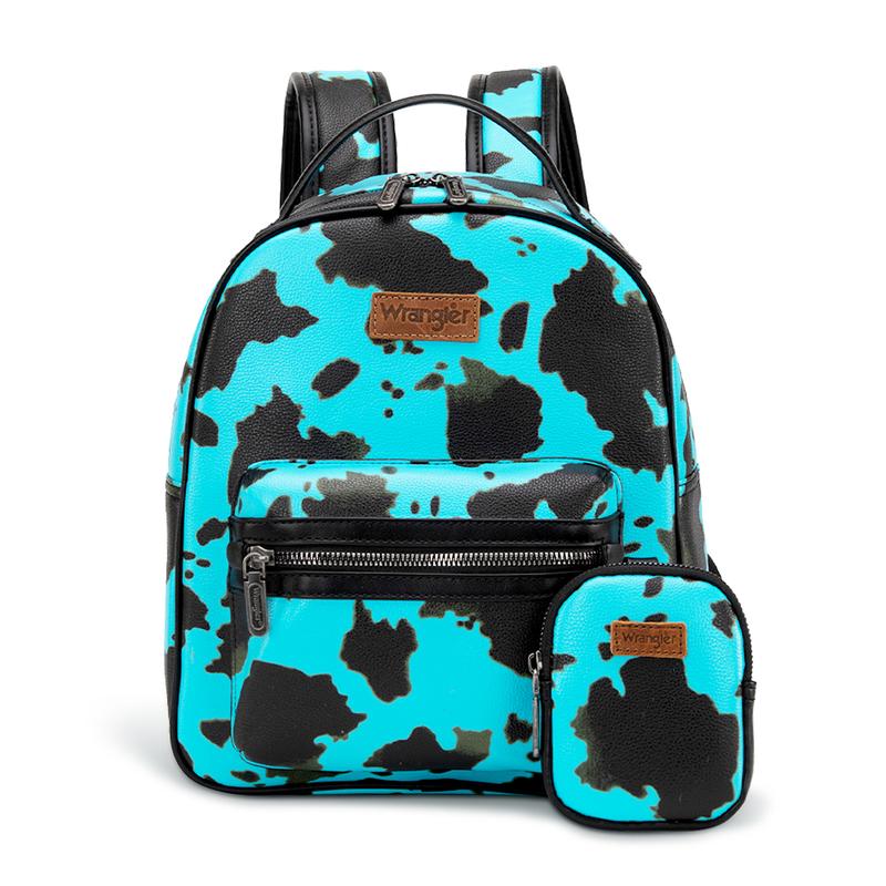 Wrangler [MegaGift] 2024 Fall New Style Moo Moo Cow Print Backpack for Women with Change Purse