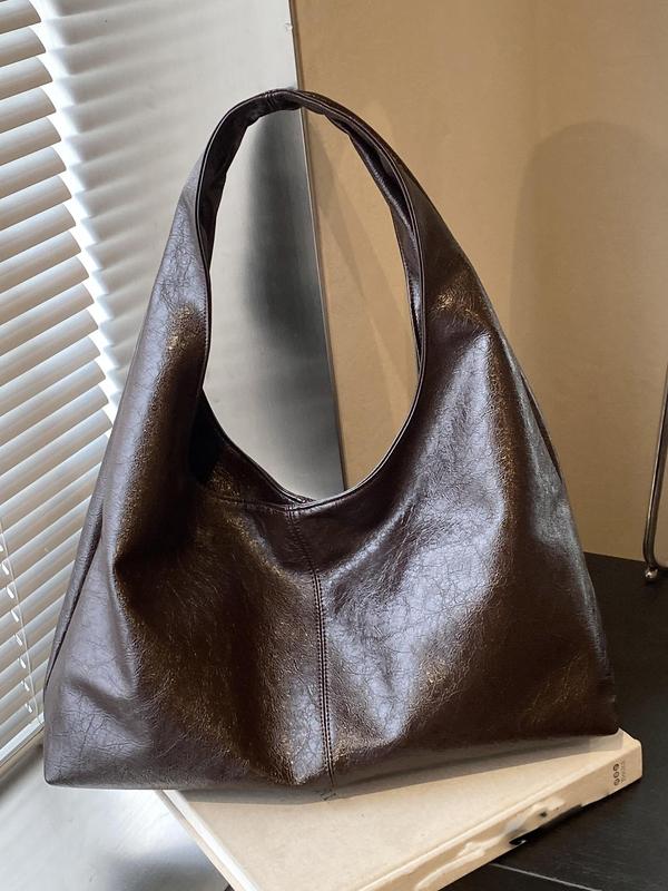 Women's Elegant Solid Color Hobo Bag, Fashionable Large Capacity Tote Bag for Work & Daily Used, Casual Trendy Versatile High-quality Daily Commuting Bag