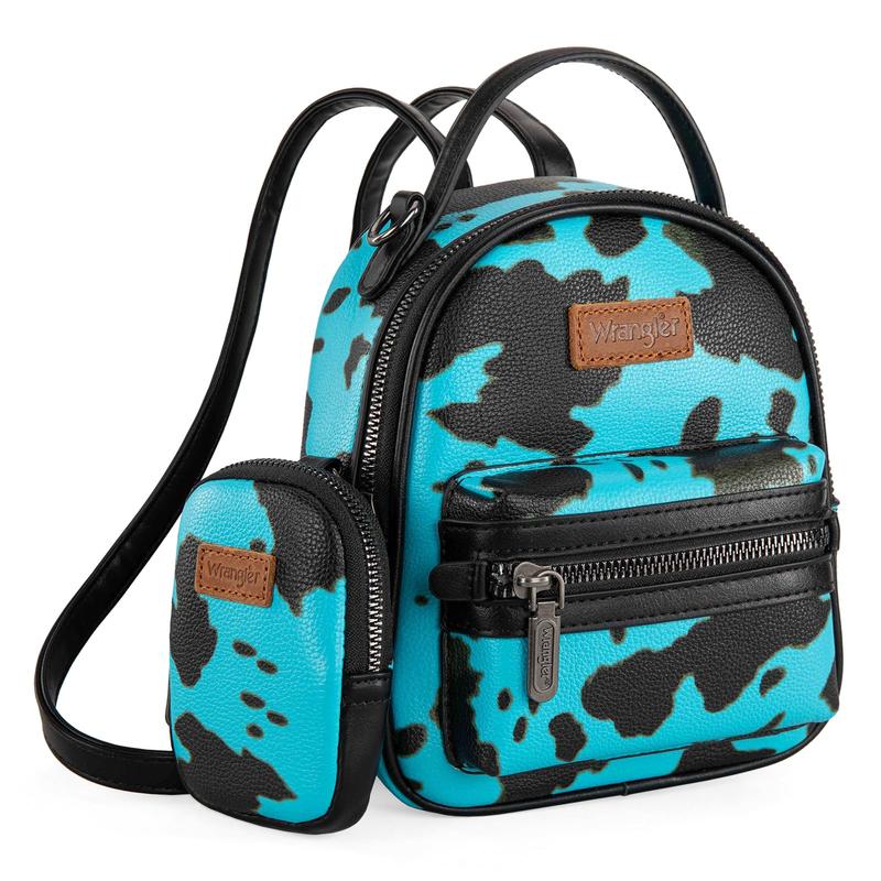 Wrangler Mini Backpack Cute Cow Print Backpack Purse for Girls and Women