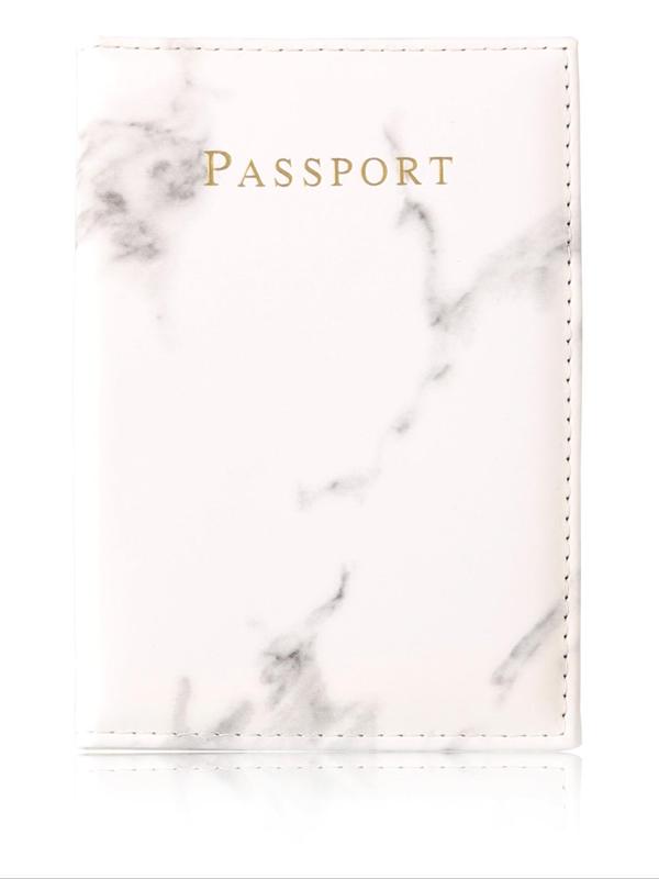 Summer 2024 Unisex Casual Marble Pattern PU Leather Passport Holder Cover, Business Style Travel Passport Cover, Chic Travel Accessories for Travel Use