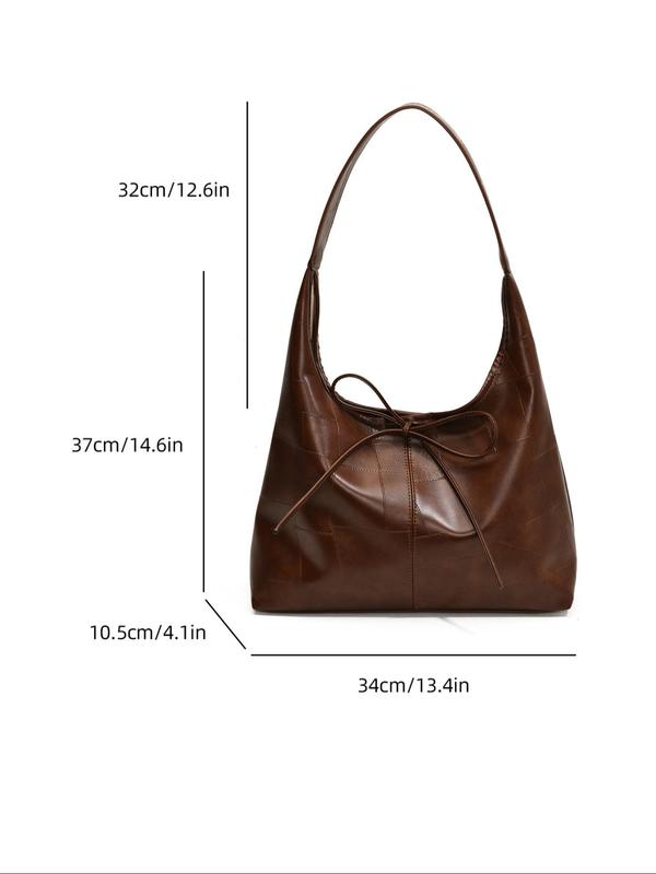 Women's Bowknot Decor Tote Bag, Fashionable Large Capacity Shoulder Bag for Work & Daily Used, Casual Trendy Versatile High-quality Daily Commuting Bag