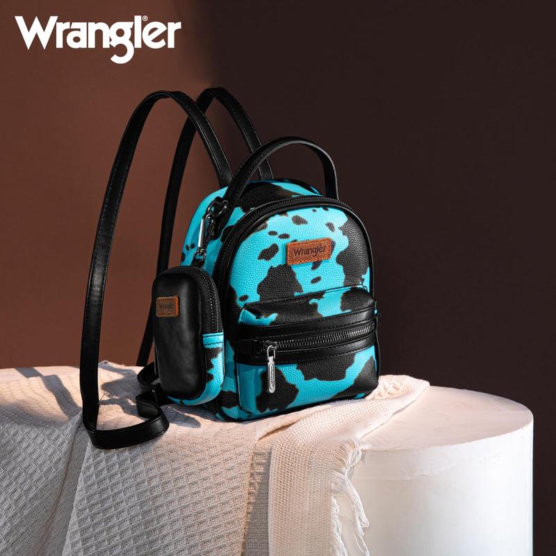 Wrangler Mini Backpack Cute Cow Print Backpack Purse for Girls and Women