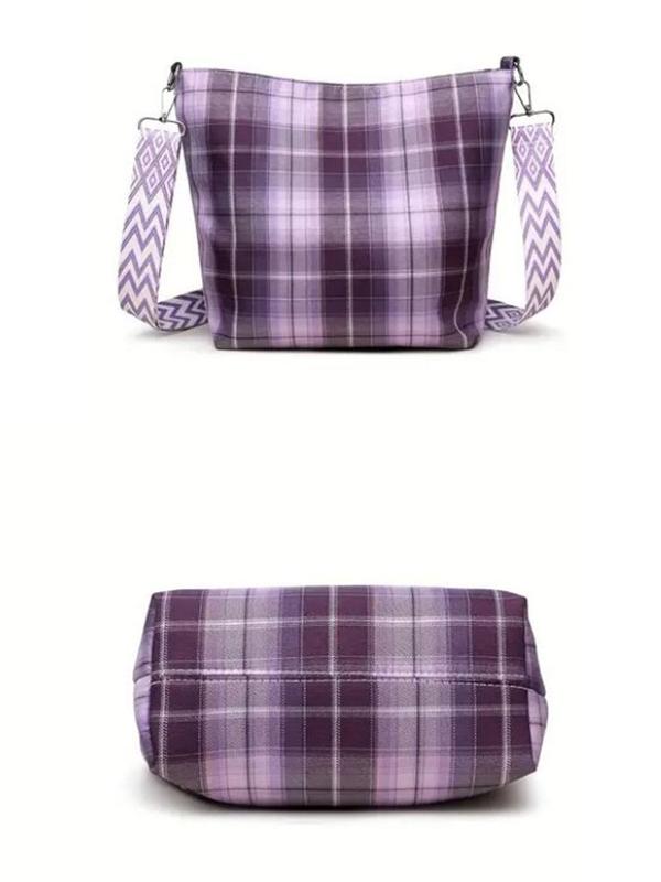 Women's Fashionable Plaid Pattern Crossbody Bag, Casual Versatile Letter Label Decorated Shoulder Bag for Daily Commute & Travel, Trendy All-match Commuter Bag