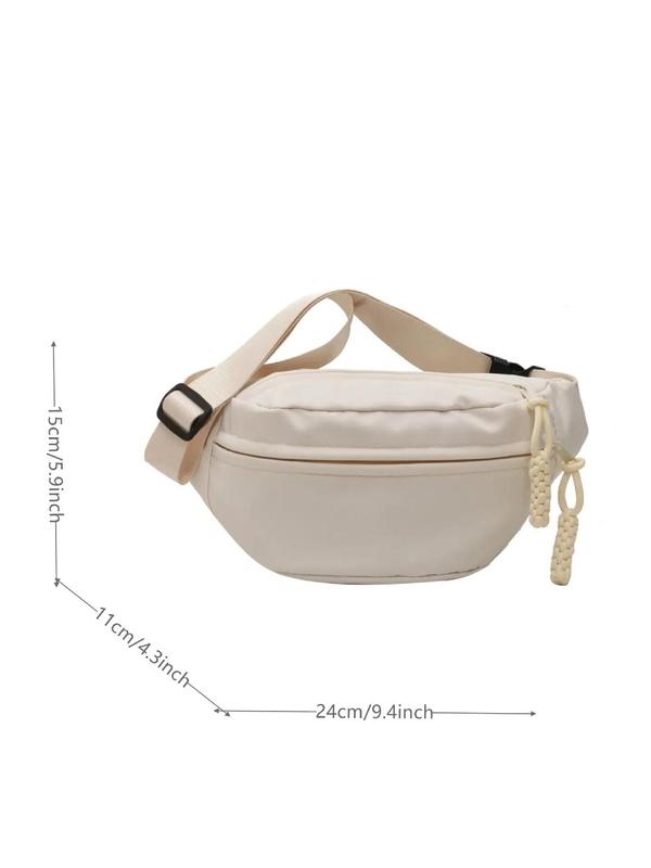 Women's Minimalist Summer Fanny Back, Casual Plain Braided Zipper Design Fanny Pack with Adjustable Strap for Work & Daily Used