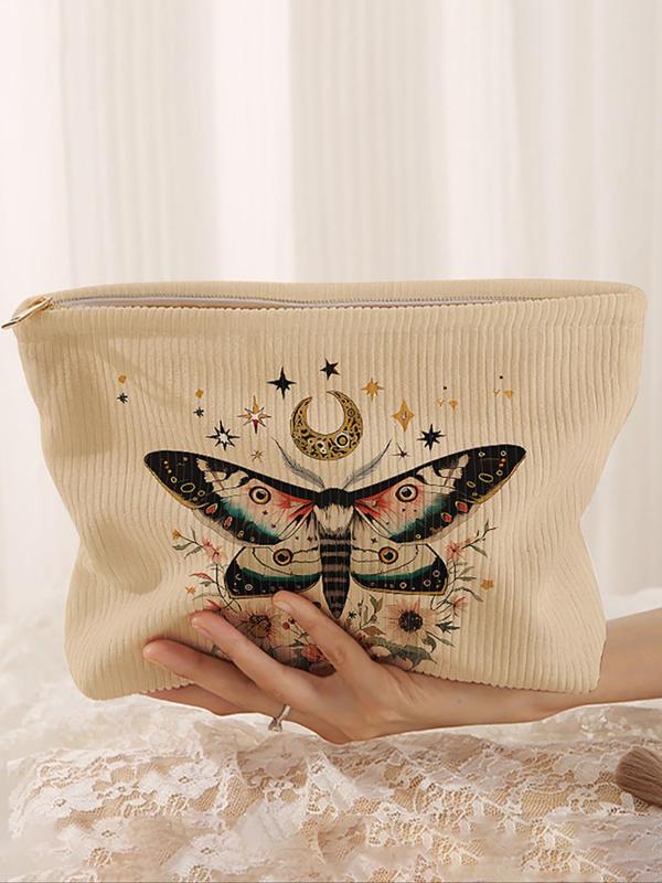 Moth Pattern Makeup Bag, Casual Versatile Storage Bag, Travel Makeup Bag, Suitable for Women and All Kinds of Occasions