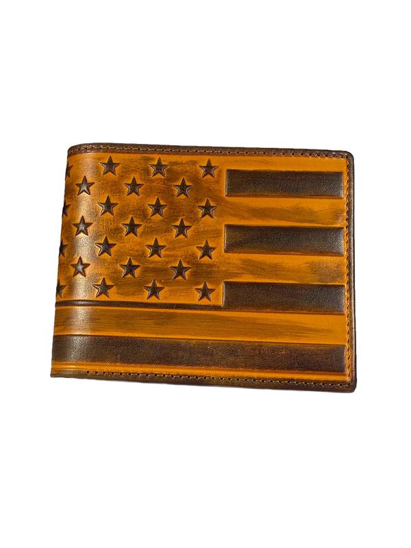 Men's Simple Colorblock Flag Pattern Leather Wallet, Vintage Punk Vintage Multi Card Slot Card Holder, 2024 Summer Trendy Casual Western Cowboy Style Wallet for Daily Used