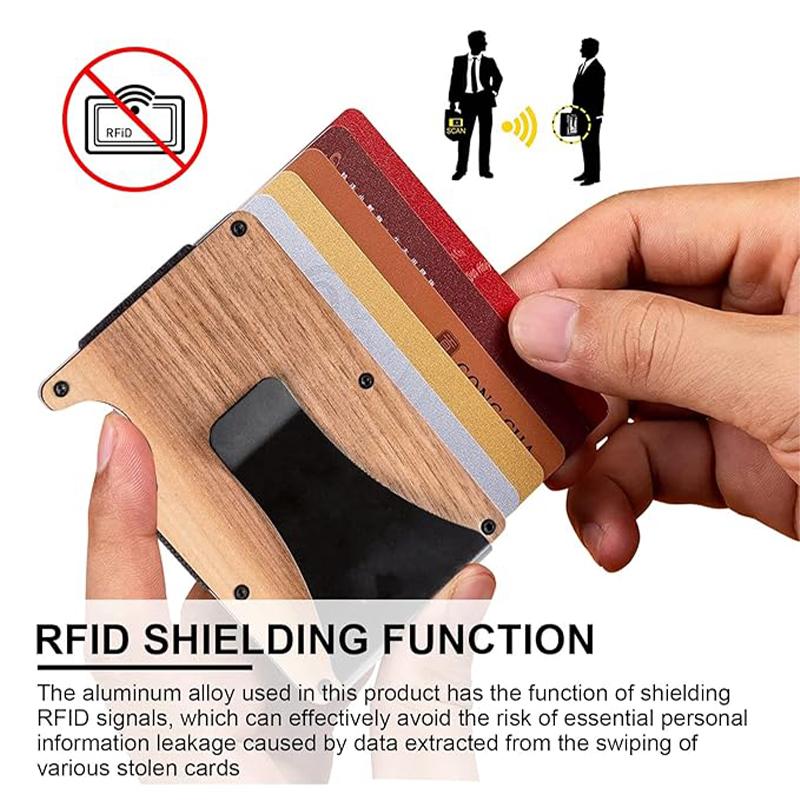 Rich Accessories of Minimalist Wallet-High Capacity Natural Environmental ProtectionWooden Wallet -Anti-Theft Brush RFlD Wallet for Men