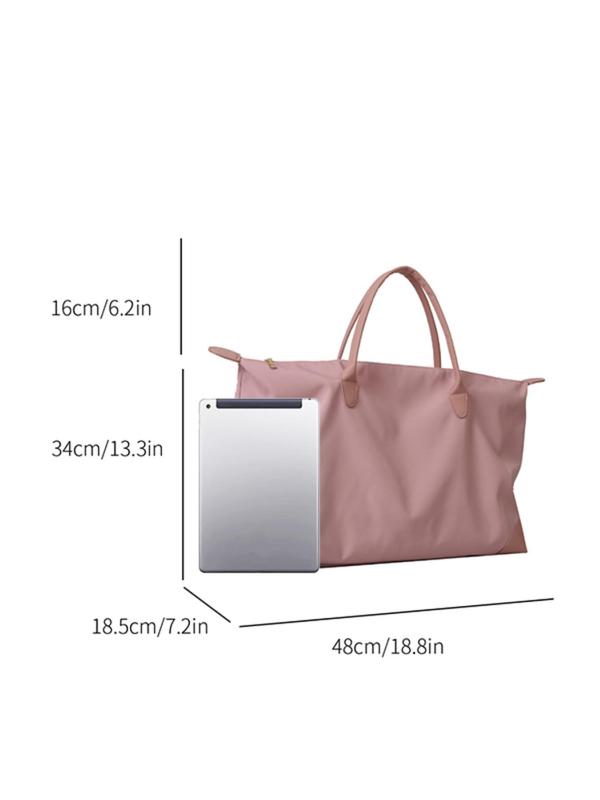 Large Capacity Travel Bag, Lightweight Zipper Travel Bag, Casual Solid Color Tote Bag for Women & Men, Simple All-match Bag for Daily Life & Work