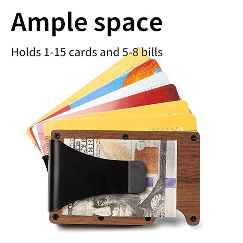 Rich Accessories of Minimalist Wallet-High Capacity Natural Environmental ProtectionWooden Wallet -Anti-Theft Brush RFlD Wallet for Men