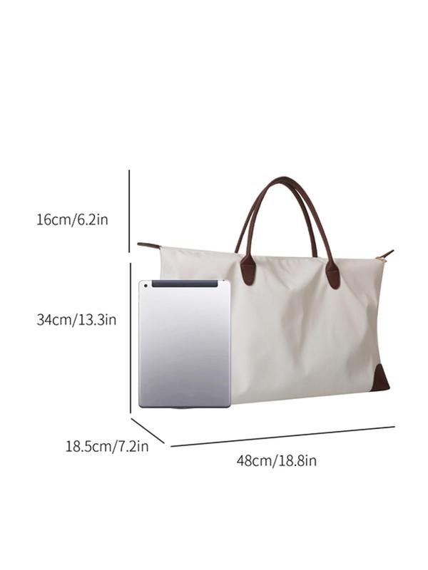 Large Capacity Travel Bag, Lightweight Zipper Travel Bag, Casual Solid Color Tote Bag for Women & Men, Simple All-match Bag for Daily Life & Work