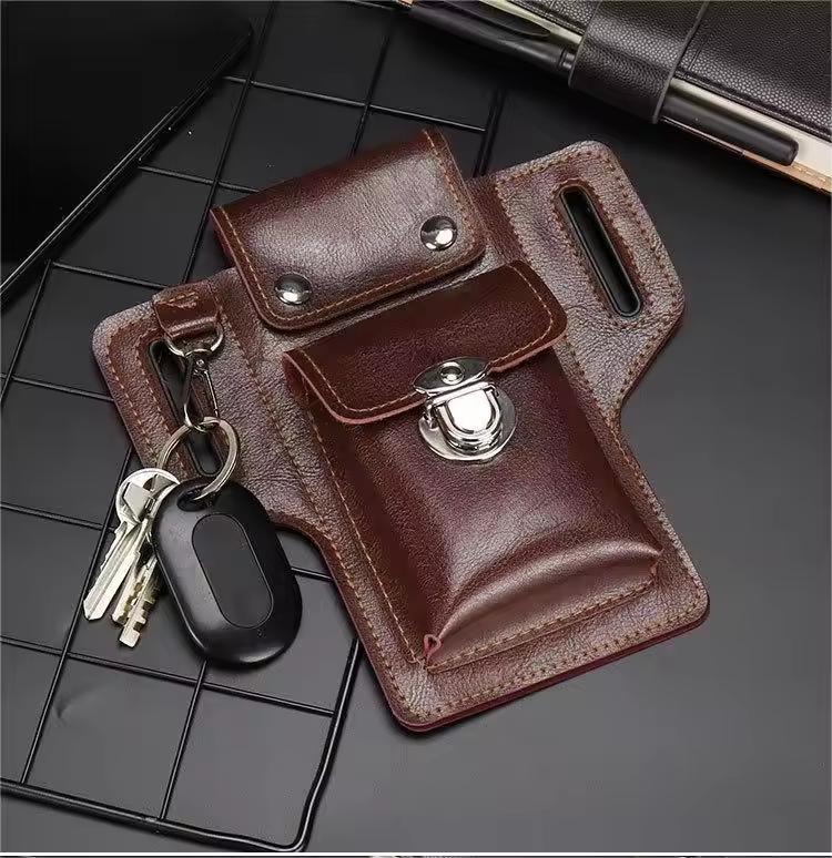 Phone Pouch Leather Belt bag Holster Case Compatible with iPhone, Samsung Mobile phones below 6.3 inches