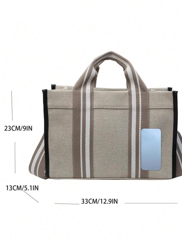 Women's Simple Style Plain Color Large Capacity Tote Bag, 2024 New Style Casual Trendy Versatile High-quality Daily Commuting Bag, Girl Fashionable Shopping Bag