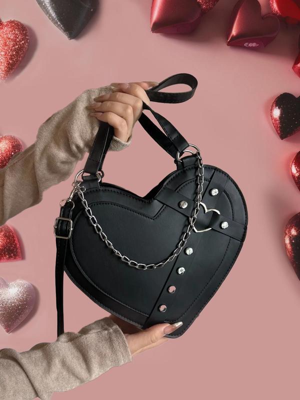 Women's Fashionable Studded Decor Crossbody Bag, Novelty Heart Shaped Shoulder Bags for Women, Luxury Bags Crossbody, Trendy Matching Handbag for Party Summer 2024, Everyday Bag