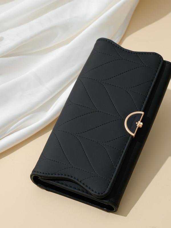 Women's Solid Color Quilted Short Pu Leather Trifold Wallet, Fashionable Zipper Design Wallet for Daily Used, Casual Trendy Versatile High-quality Daily Wallet, Girl Fashionable Shopping Bag