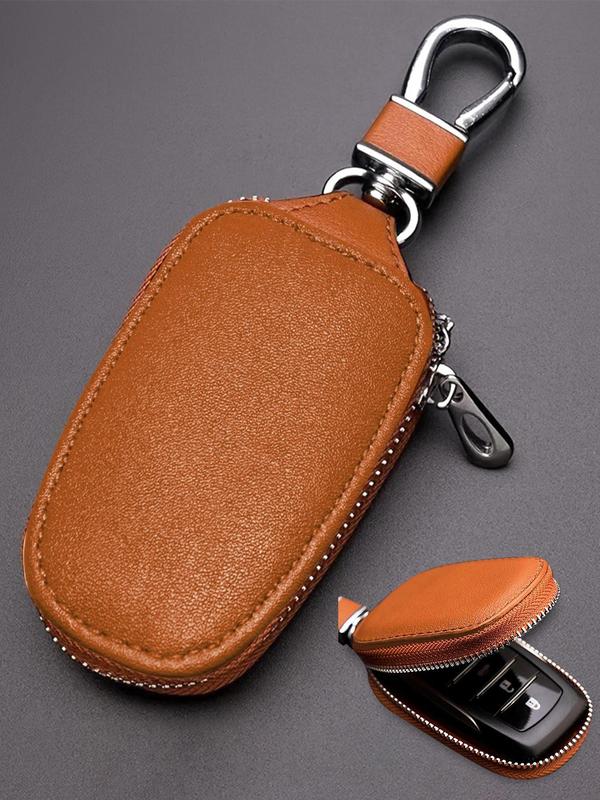 Vintage Fashion Business Key Case, Multi-functional Key Storage Box with Zipper, Portable Key Organizer for Men