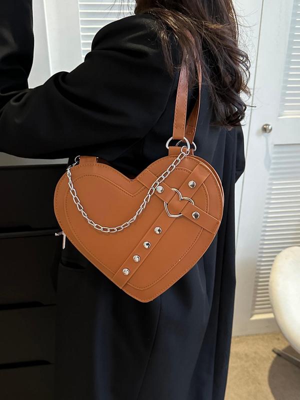 Women's Fashionable Studded Decor Crossbody Bag, Novelty Heart Shaped Shoulder Bags for Women, Luxury Bags Crossbody, Trendy Matching Handbag for Party Summer 2024, Everyday Bag