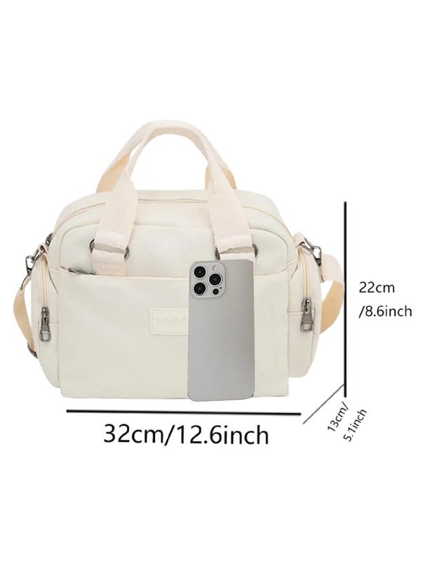 Fashionable Plain Zipper Crossbody Bag, Large Capacity Handbag for Women, Designer High-quality Daily Commuting Bag, Girl Fashionable Shopping Bag