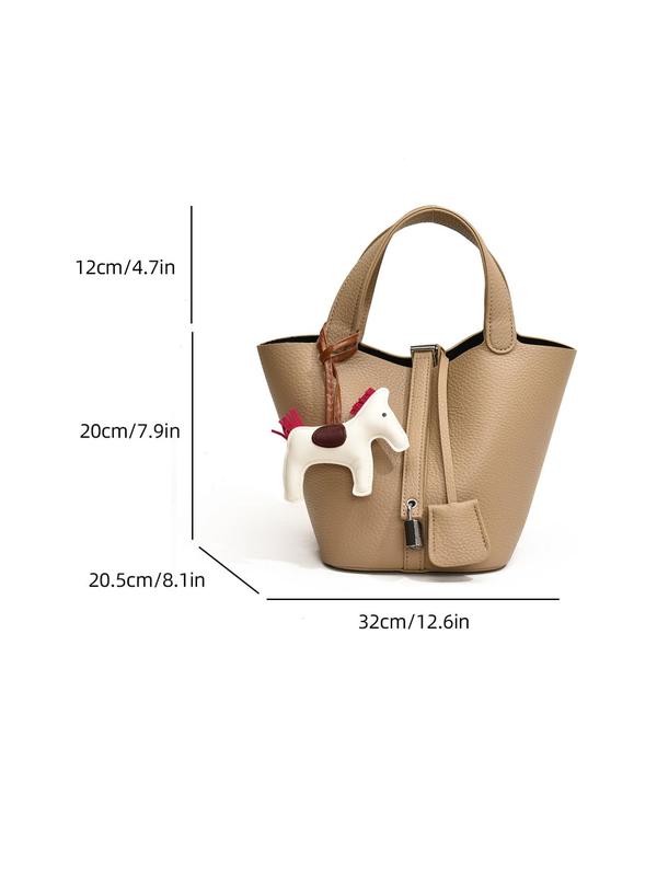 Women's Fashionable Solid Color Removable Inner Bag Design Handbag, Casual Large Capacity Shoulder Bag with Cute Charm Decoration, Trendy Versatile High-quality Daily Commuting Bag