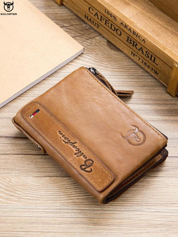 Men's Vintage Letter Embossed Short Wallet,  Casual Zipper Small Wallet for Daily Used, Simple Trendy Versatile High-quality Daily Commuting Wallet for Men